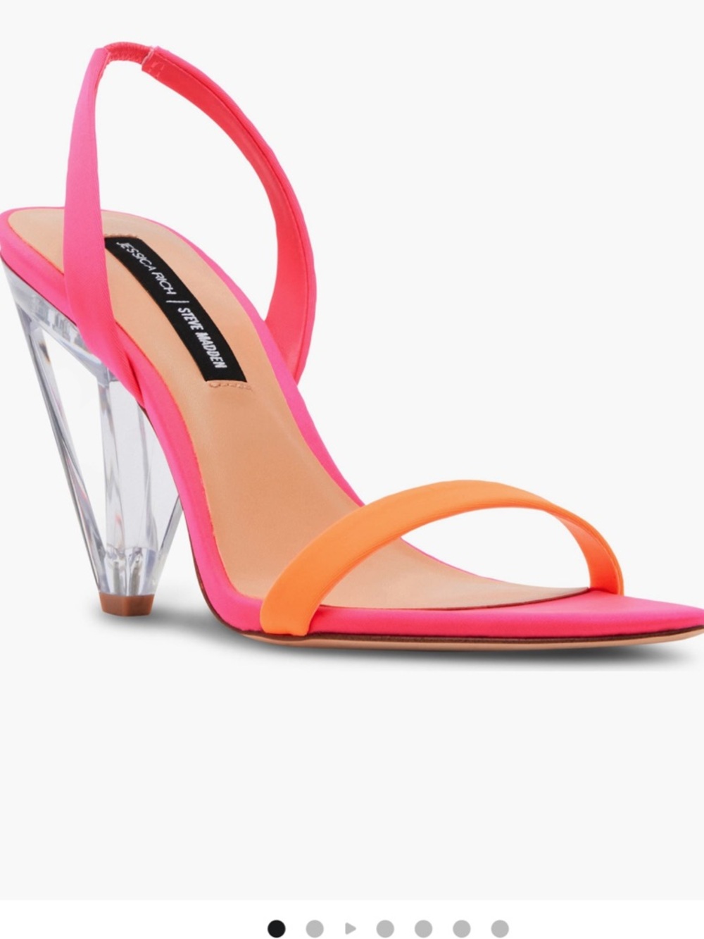 Steve Madden x Jessica rich Women's Neon Pink & Orange Slingback Sandal - Picture 2 of 2